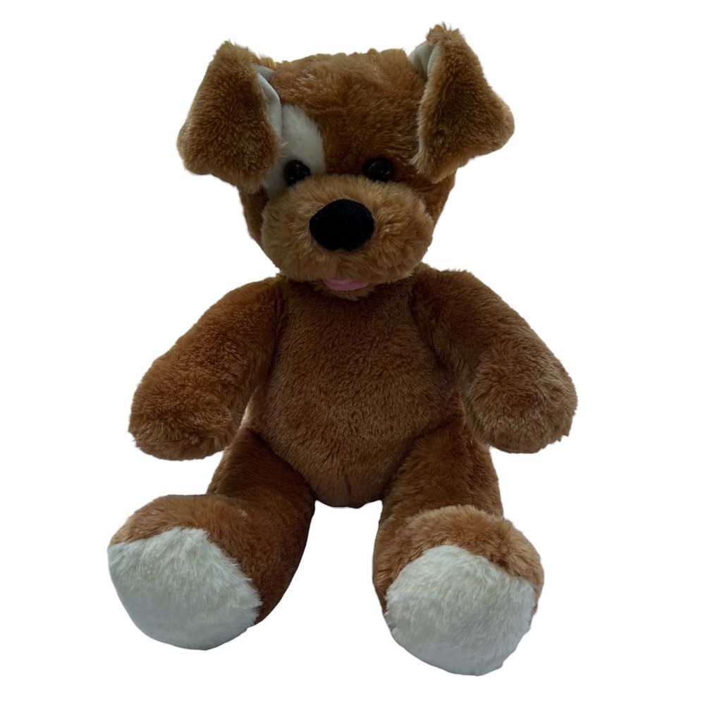 Build-A-Bear Workshop Brown Puppy Dog 14" Plush White Eye Patch Floppy Ears Toy